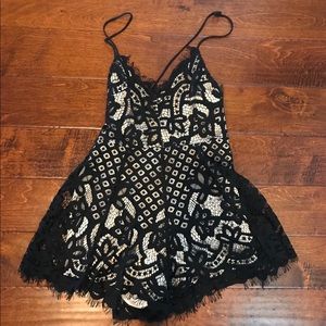 Express black lace romper